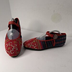 Forbidden City Flats Sz 10  Fabric Multicolor Mary Jane New